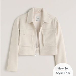 NWT Abercrombie Cropped Tweed Shirt Jacket